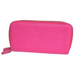 Julia Buxton Pebbled Vegan Leather Ultimate Organizer Pink Leather Wallet RFID